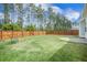 Spacious backyard features a well-maintained lawn and a wooden fence, perfect for outdoor activities at 419 Whispering Breeze Ln, Summerville, SC 29486