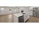 Modern kitchen with white cabinetry, stainless steel appliances, and an island with a built-in dishwasher at 4301 Trevor St, North Charleston, SC 29420
