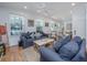 Bright living room with comfortable sofas, large windows, and cozy decor at 607 Jungle Rd, Edisto Beach, SC 29438
