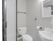 Contemporary bathroom with a walk-in shower, clean white fixtures, and modern design at 1001 Foxcroft Rd, James Island, SC 29412