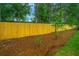 Fenced backyard with trees and wood chip ground cover at 1202 Twin Rivers Dr, Wando, SC 29492