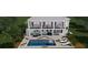 An artistic rendering of a backyard oasis, complete with a pool, patio furniture, and lush landscaping at 1391 Royston Rd, Mount Pleasant, SC 29464