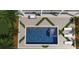 Rendering of backyard pool and jacuzzi surrounded by gray pavers and green space at 1391 Royston Rd, Mount Pleasant, SC 29464