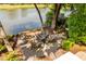 Charming backyard with an outdoor fire pit and Adirondack chairs, creating a cozy and inviting space near the water at 15 Edgewater Aly, Isle of Palms, SC 29451