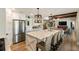 Modern kitchen with stainless steel appliances, a large center island, and stylish pendant lighting at 15 Edgewater Aly, Isle of Palms, SC 29451