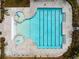 An aerial shot showcasing an outdoor pool with dedicated swimming lanes and a play area within the community at 169 Callibluff Dr, Summerville, SC 29486