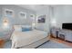Comfortable bedroom with hardwood flooring, accent lighting, and serene blue accents at 1801 Landfall Way, Seabrook Island, SC 29455