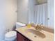 Bathroom featuring a vanity with sink, a mirror, toilet, and shower at 309 Peters Creek Dr, Summerville, SC 29486