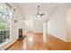 Spacious living room featuring vaulted ceilings, a fireplace, and hardwood floors at 328 Fern House Walk, Mount Pleasant, SC 29464
