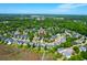 An aerial view showcasing the property surrounded by trees, a waterfront, and neighborhood at 352 Clayton Dr, Charleston, SC 29414