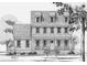 Detailed black-and-white sketch of a three-story home with dormer windows and a inviting front porch at 3894 Summerton St, Mount Pleasant, SC 29466