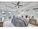Spacious bedroom boasts a ceiling fan, white walls, and balcony access through glass paneled doors at 4414 Avery Ave, North Charleston, SC 29405