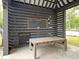 Community pavilion showcasing wooden table and a chalkboard announcing the Farmers Market at 4414 Avery Ave, North Charleston, SC 29405