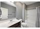 Bathroom with a single vanity and a shower/tub combo with tile surround at 629 Snow Owl Dr, Summerville, SC 29486