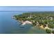 Serene aerial shot showcasing the waterfront property with its private dock and lush tree coverage at 1010 Black Oak Rd, Bonneau, SC 29431