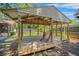 A shaded gazebo with wooden flooring for relaxing at 1010 Black Oak Rd, Bonneau, SC 29431