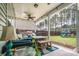 Relaxing covered patio and backyard featuring outdoor seating, lush lawn, and a playset at 127 Surfbird Rd, Summerville, SC 29486