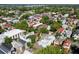 Expansive aerial view showing densely packed residential neighborhood of brightly colored houses and lush trees at 20 Felix St, Charleston, SC 29403