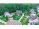 A serene aerial view of a neighborhood with lush greenery, showcasing a home with a well-maintained lawn and ample space at 208 Molasses Mill Ct, Summerville, SC 29485