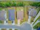 An aerial view of homes with fenced backyards on a cul-de-sac, showcasing the neighborhood layout at 219 Whirlaway Dr, Moncks Corner, SC 29461
