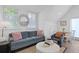 Cozy living room with blue sofa, accent chairs, stylish decor and windows with lots of natural light at 221 Ashley Ave # Abc, Charleston, SC 29403