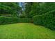 Lush green backyard featuring a well-maintained lawn and manicured hedges, providing a private and serene outdoor space at 23 Forde Row, Charleston, SC 29412