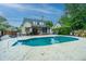 Beautiful backyard with a sparkling in-ground pool, lush landscaping, and a charming home exterior at 23 Forde Row, Charleston, SC 29412