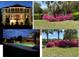 A nighttime shot of the building's exterior plus flowers in the garden and a pool at 2636 Anchor Watch Dr, Wadmalaw Island, SC 29487