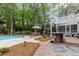 Lush backyard featuring a pool, outdoor dining area, screened-in porch, and an outdoor kitchen at 312 E Shepard Ln, Summerville, SC 29483