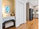 Hallway with a built-in desk area and view into the kitchen at 312 E Shepard Ln, Summerville, SC 29483