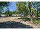 View of the light gray single story home on a large lot with mature trees offering shade at 317 Marion Rd, Dorchester, SC 29437