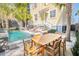 Backyard oasis with a swimming pool, patio furniture, and a wooden dining set, perfect for outdoor living at 49 Ashley Ave, Charleston, SC 29401