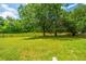 Lush backyard with green grass, framed by a fence, and mature trees adding shade and privacy at 5823 Lakeview Dr, Hanahan, SC 29410