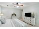 Charming bedroom features plush carpeting, a ceiling fan, and lots of natural light at 10 Skyeman Dr, Charleston, SC 29414