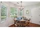 Charming breakfast nook with wood table, chairs, wainscoting and natural light at 10 Skyeman Dr, Charleston, SC 29414