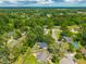 An aerial view shows a neighborhood featuring mature trees and well-maintained homes at 104 Greensboro Ln, Ladson, SC 29456