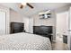 The bedroom features a ceiling fan and an ensuite bathroom at 104 Greensboro Ln, Ladson, SC 29456