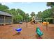 Community playground with swings, a slide, and spring riders on a mulched surface at 1325 Moss Path, Mount Pleasant, SC 29464