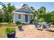 Charming backyard with brick patio, outdoor seating, and lush landscaping for serene outdoor living at 15 Rutledge Ave, Charleston, SC 29401