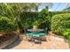 Secluded brick patio with cozy seating and lush greenery creates a tranquil outdoor retreat at 15 Rutledge Ave, Charleston, SC 29401