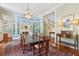 Formal dining room with a mural, chandelier, and beautiful hardwood floors with an oriental rug at 15 Rutledge Ave, Charleston, SC 29401