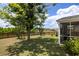 A beautiful fenced backyard with a lush lawn, mature tree, and a screened-in porch at 167 Decatur Dr, Summerville, SC 29486