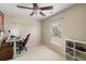 Bright bedroom features a ceiling fan, neutral carpet, and lots of natural light at 167 Decatur Dr, Summerville, SC 29486