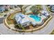 Overhead view of a pool area with seating, a pavilion, and surrounding greenery at 2596 Hatch Dr, Johns Island, SC 29455