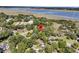 Aerial view of neighborhood with water view and GPS pin at 3 Birmingham Ct, Charleston, SC 29407