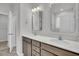 Bathroom with double sink vanity, granite countertop, and modern fixtures at 321 Abercom Place Dr, Moncks Corner, SC 29461