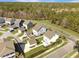 Aerial view showcasing a residential neighborhood surrounded by lush trees and community roads at 3381 Stockdale St, Mount Pleasant, SC 29466