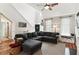 Comfortable living room featuring high ceilings, a gray sectional sofa, and a stylish geometric rug at 402 Bay Creek Dr, Charleston, SC 29414
