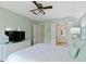 Comfortable bedroom featuring a tv, ceiling fan, and light blue walls at 4856 Green Dolphin Way # Share 7, Kiawah Island, SC 29455