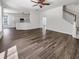 Open-concept living space with hardwood floors, seamlessly connecting the living and kitchen areas at 529 Delafield Dr # 529, Summerville, SC 29483